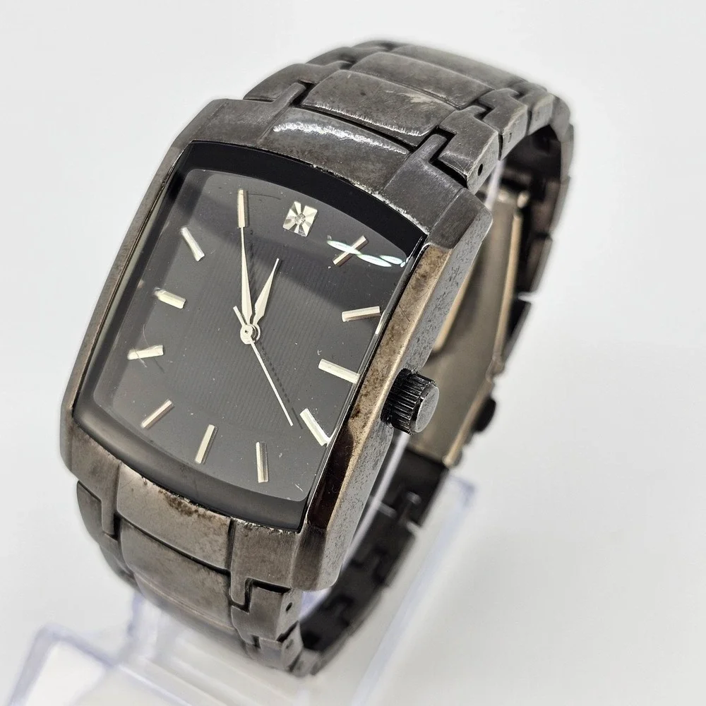 Men's Diamond Analog Watch 35MM Black Dial Black Bracelet Band 6